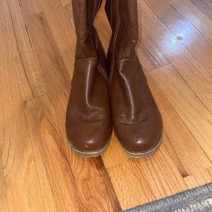 Over the knew boots. Used maybe a few times.